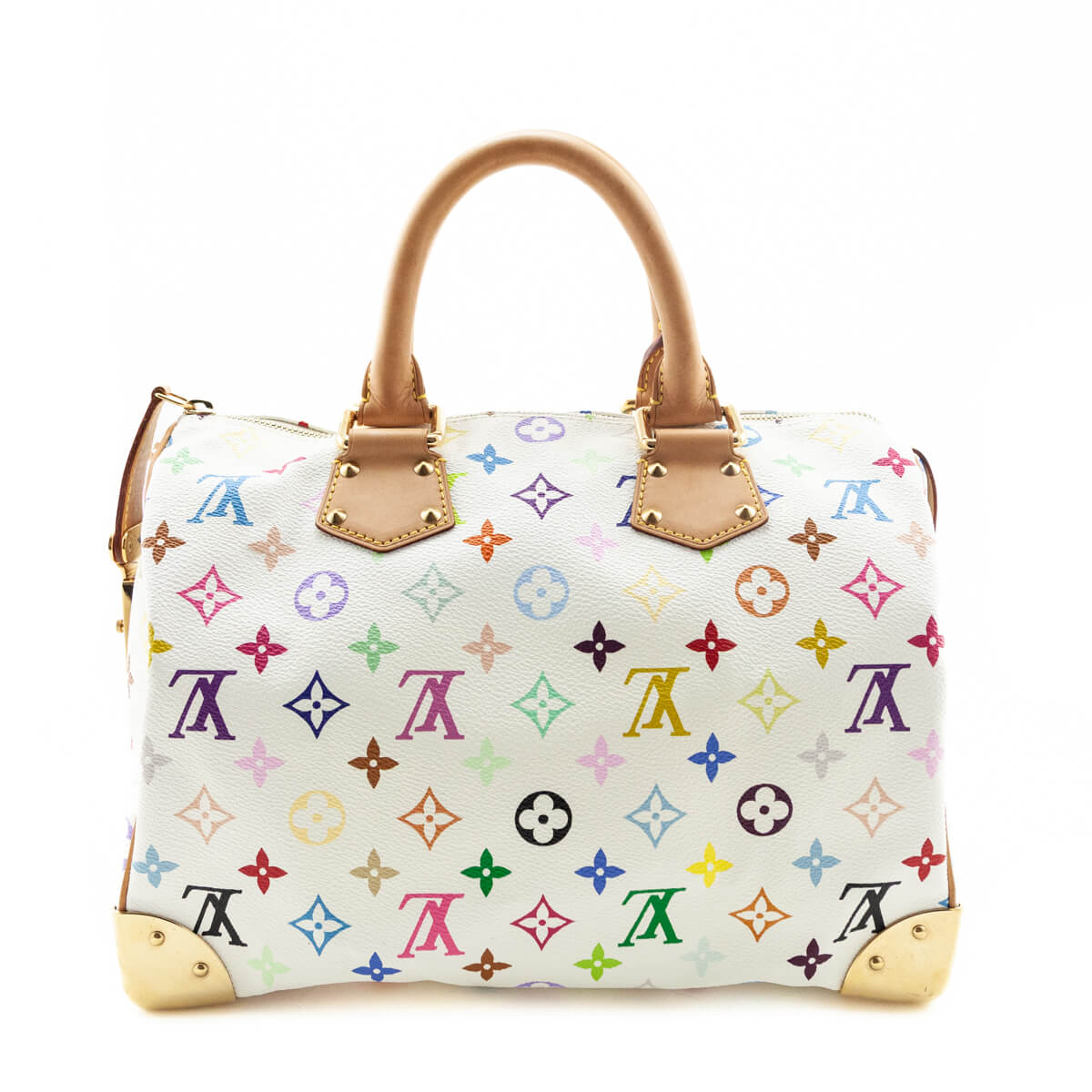 Louis Vuitton White Monogram Multicolor Speedy 30 - Love that Bag etc - Preowned Authentic Designer Handbags & Preloved Fashions