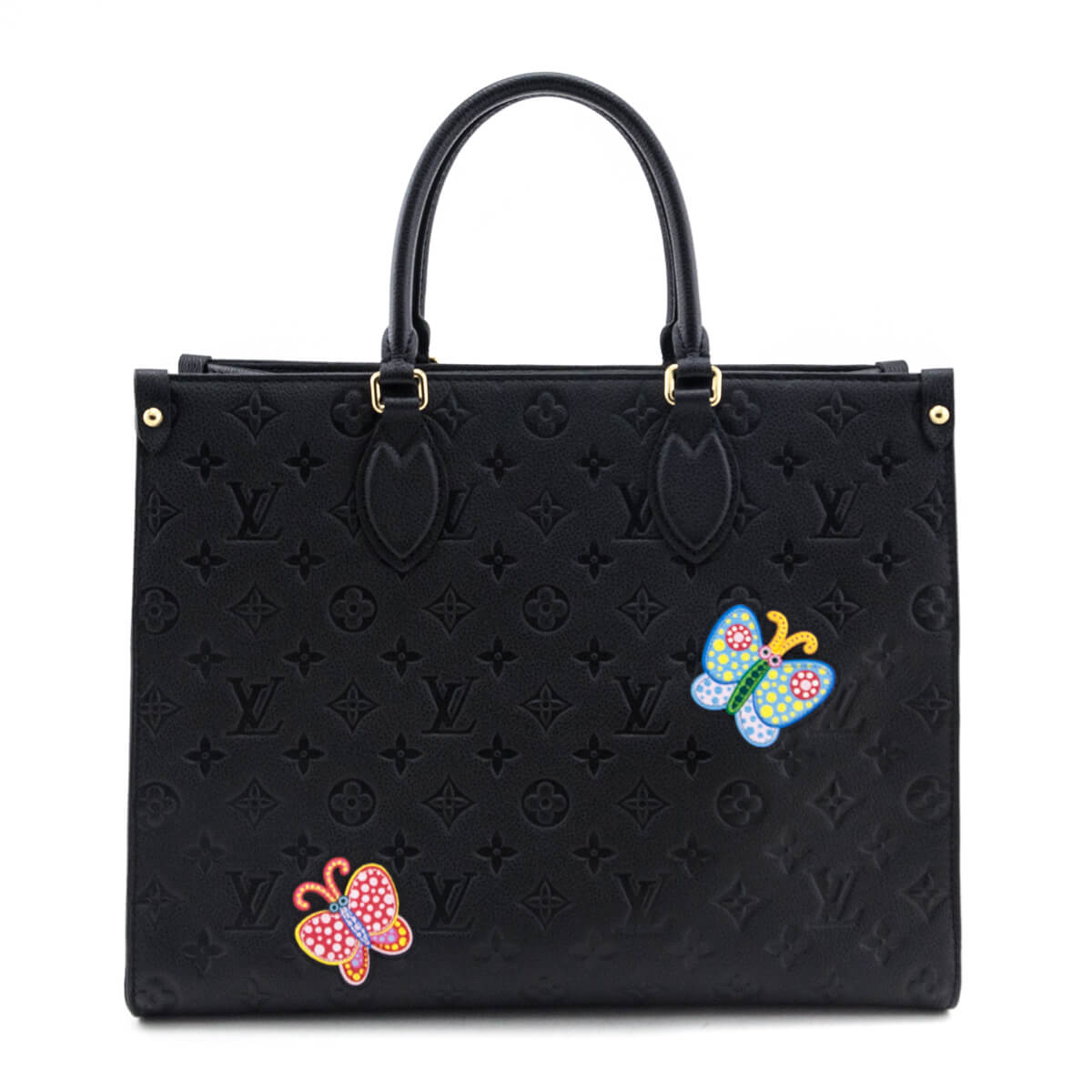 Louis Vuitton x Yayoi Kusama Black Monogram Empreinte Flowers OnTheGo MM - Love that Bag etc - Preowned Authentic Designer Handbags & Preloved Fashions
