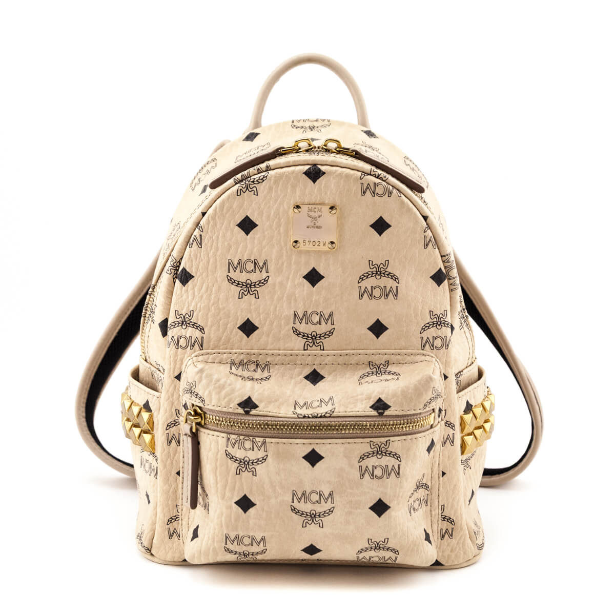 gold studded mini backpack Bee Jelly doe a dear way zip around closure Rose goldtone hardware One exterior front zip pocket Two interior slip pockets Fully lined Canvas Imported SIZE Top handle Steve Madden Black Leather Silver