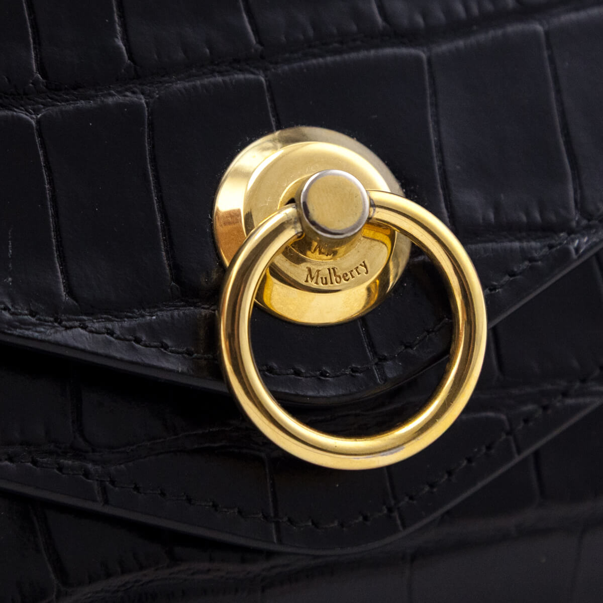Mulberry Black Croc Embossed Glazed Leather Harlow Wallet - Love that Bag etc - Preowned Authentic Designer Handbags & Preloved Fashions