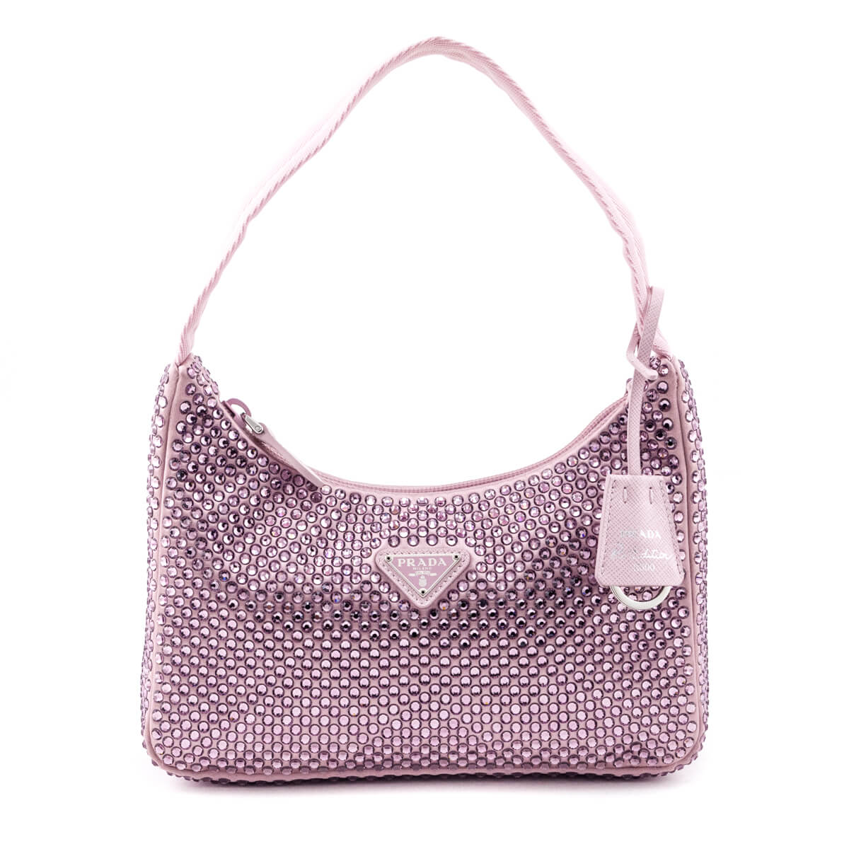 Prada Alabaster Pink Satin Crystal Mini Re-Edition 2000 - Love that Bag etc - Preowned Authentic Designer Handbags & Preloved Fashions