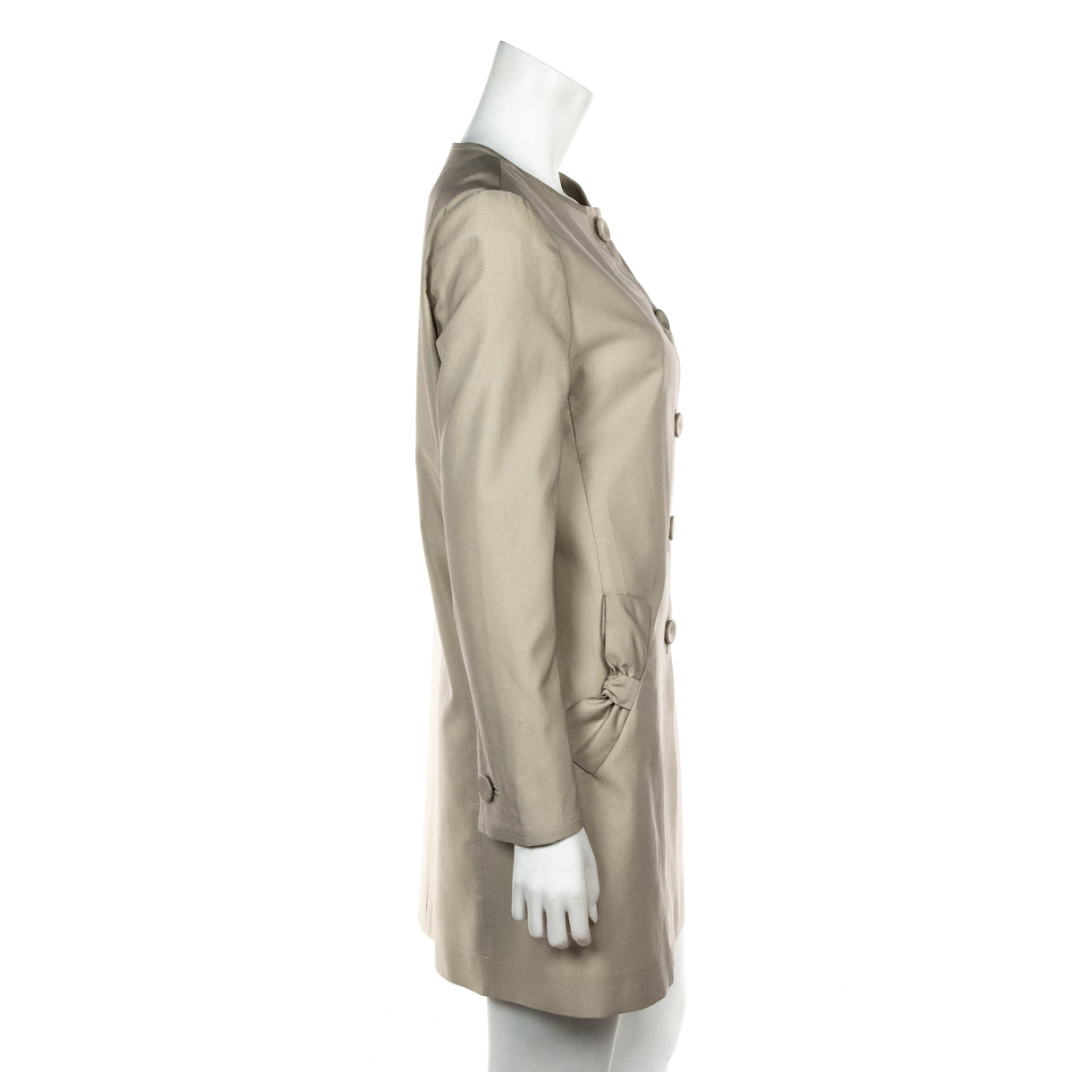 Prada Beige Silk Collarless Coat - Love that Bag etc - Preowned Authentic Designer Handbags & Preloved Fashions