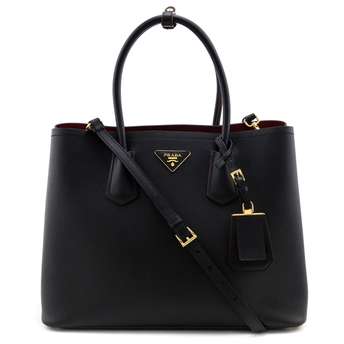 Prada Black Saffiano Large Double Tote Shop Authentic Prada CA