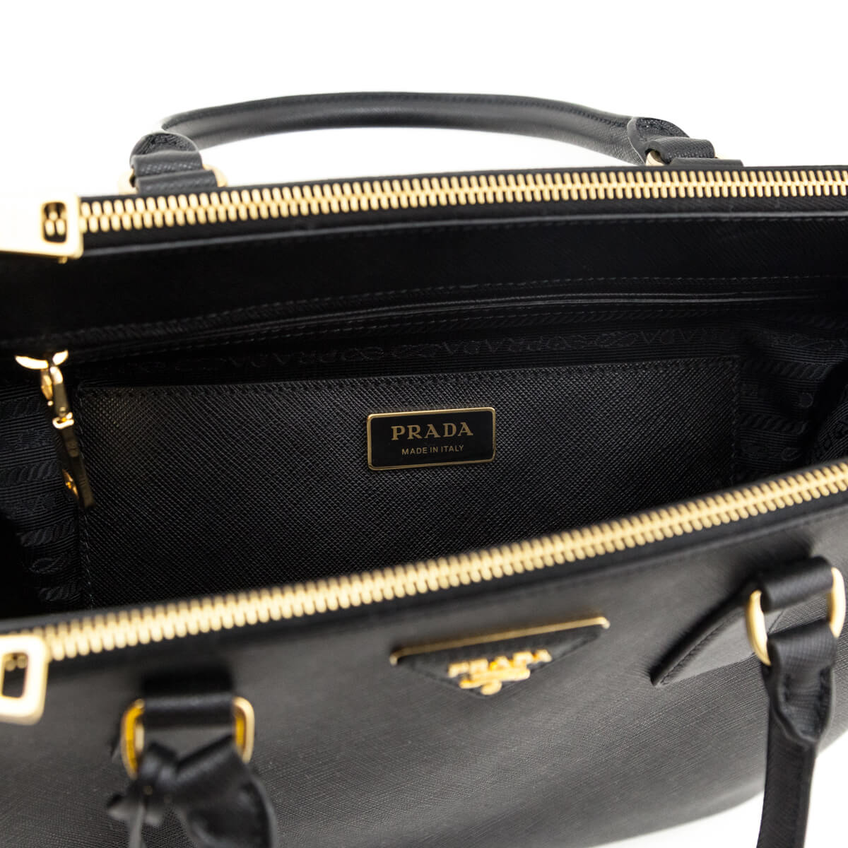 Prada Black Saffiano Lux Medium Galleria Double Zip Tote - Love that Bag etc - Preowned Authentic Designer Handbags & Preloved Fashions