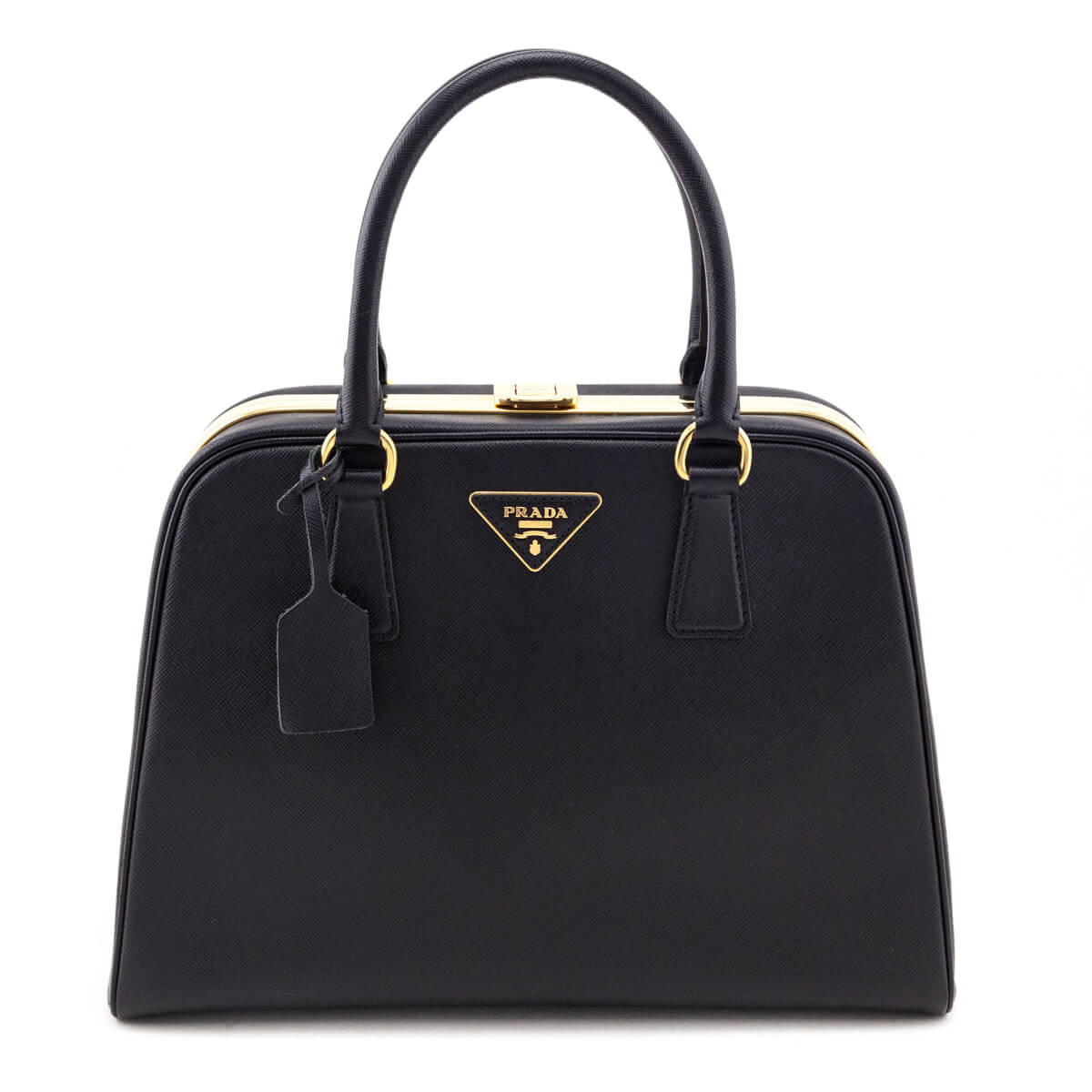 Prada Black Saffiano Pyramid Bag - Love that Bag etc - Preowned Authentic Designer Handbags & Preloved Fashions