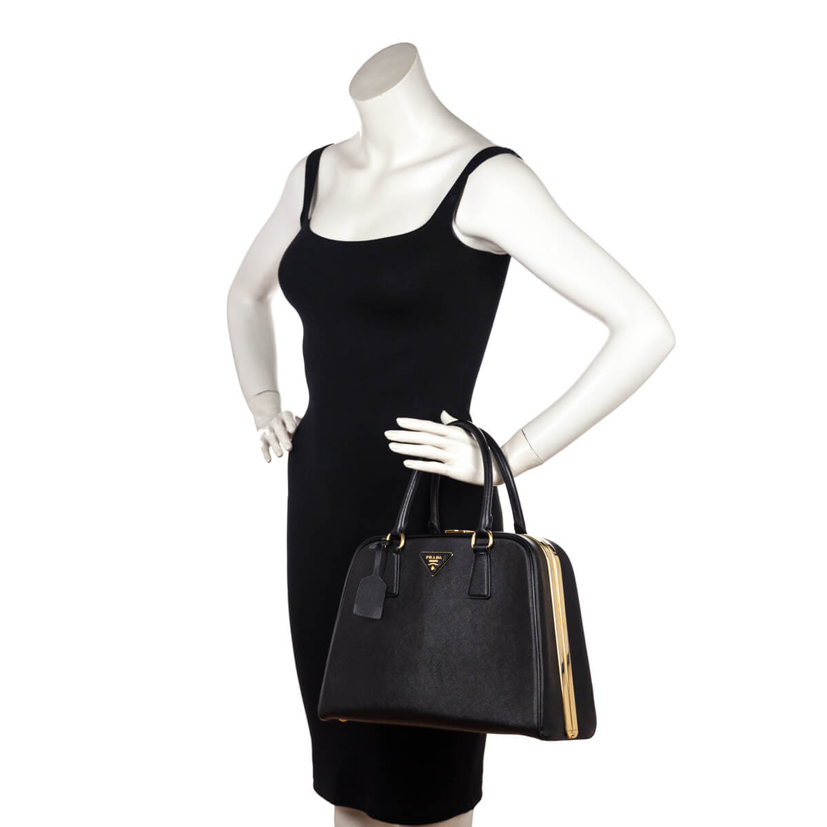 Prada Black Saffiano Pyramid Bag - Love that Bag etc - Preowned Authentic Designer Handbags & Preloved Fashions