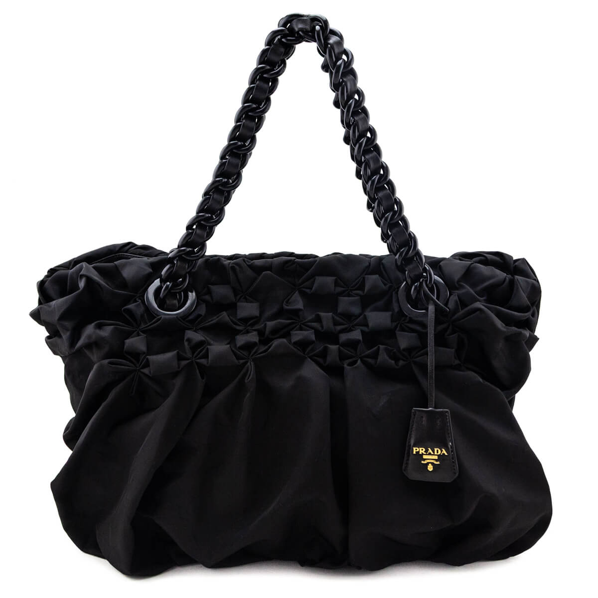 Prada Black Tessuto Nylon Origami Pleated Tote - Love that Bag etc - Preowned Authentic Designer Handbags & Preloved Fashions