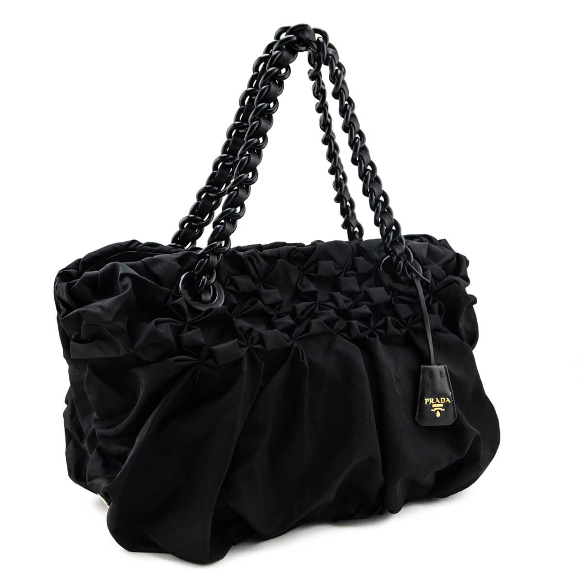 Prada Black Tessuto Nylon Origami Pleated Tote - Love that Bag etc - Preowned Authentic Designer Handbags & Preloved Fashions