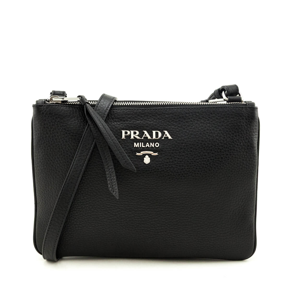 Prada Black Vitello Phenix Double Zip Crossbody Bag - Love that Bag etc - Preowned Authentic Designer Handbags & Preloved Fashions