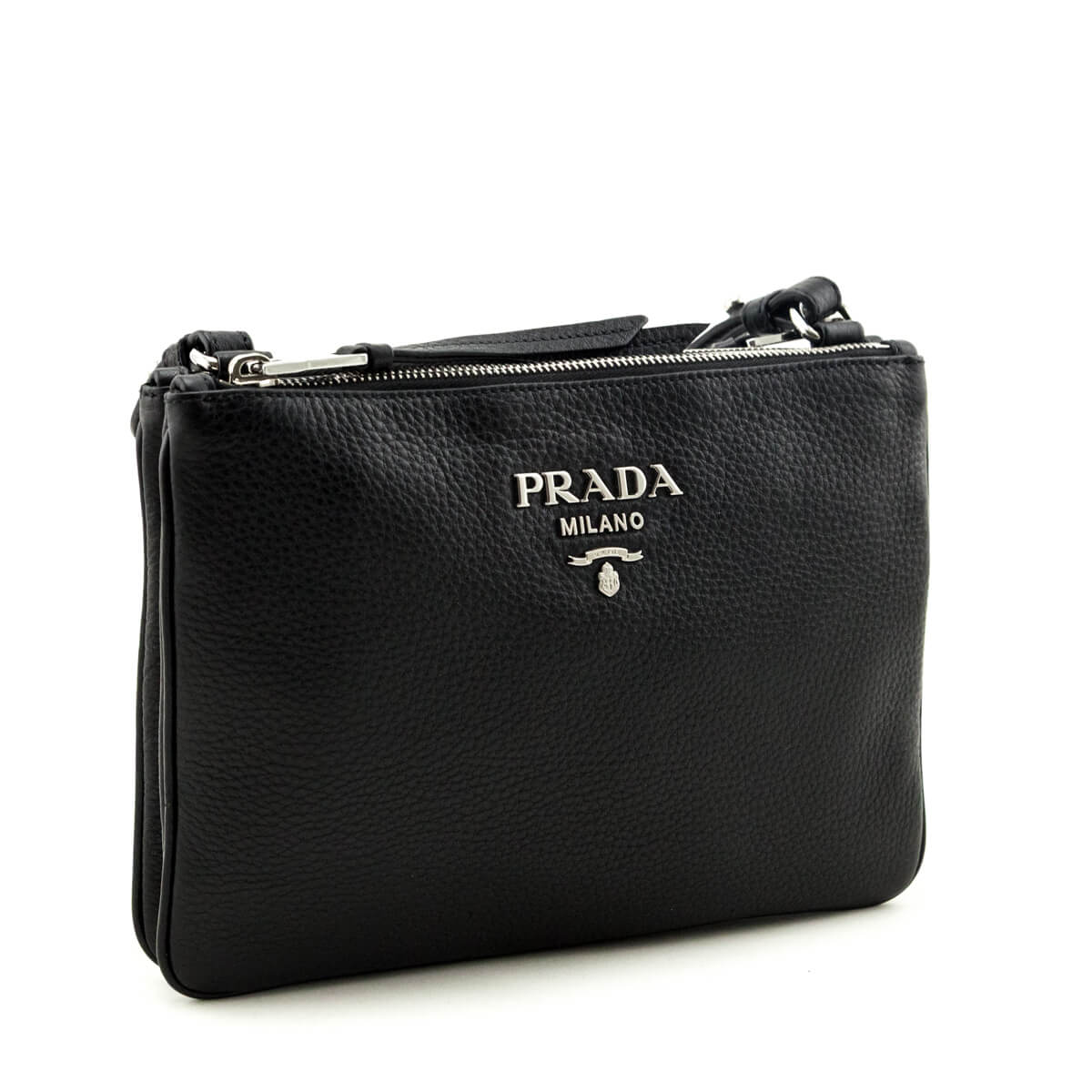 Prada Black Vitello Phenix Double Zip Crossbody Bag - Love that Bag etc - Preowned Authentic Designer Handbags & Preloved Fashions