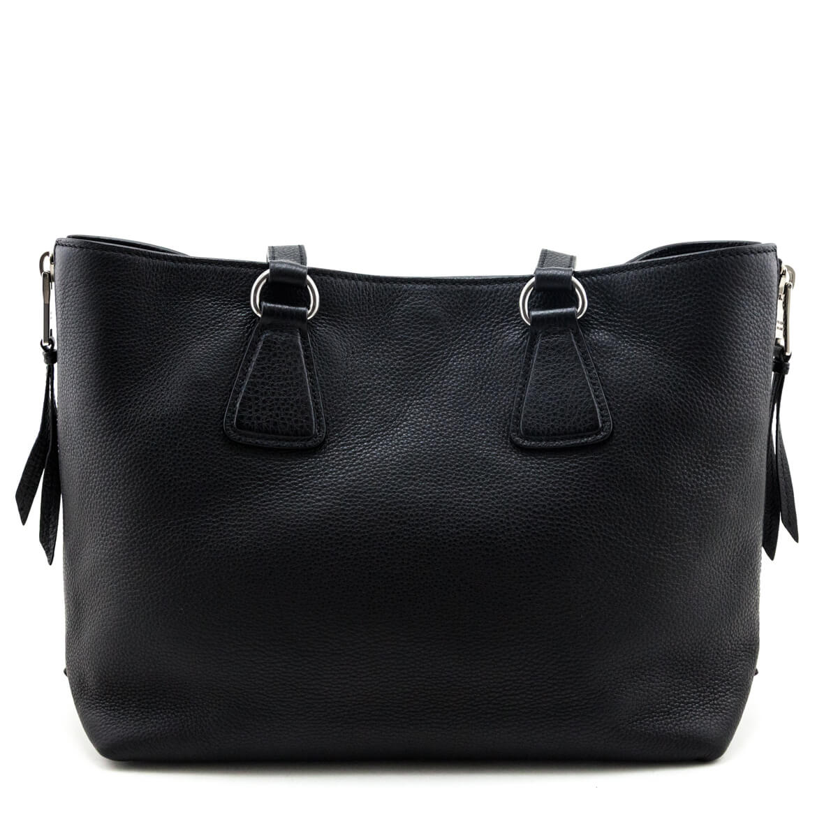 Prada Black Vitello Phenix Side Zip Shopping Tote - Love that Bag etc - Preowned Authentic Designer Handbags & Preloved Fashions