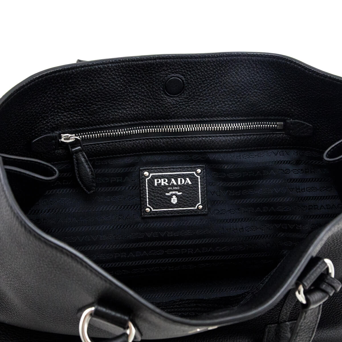 Prada Black Vitello Phenix Side Zip Shopping Tote - Love that Bag etc - Preowned Authentic Designer Handbags & Preloved Fashions