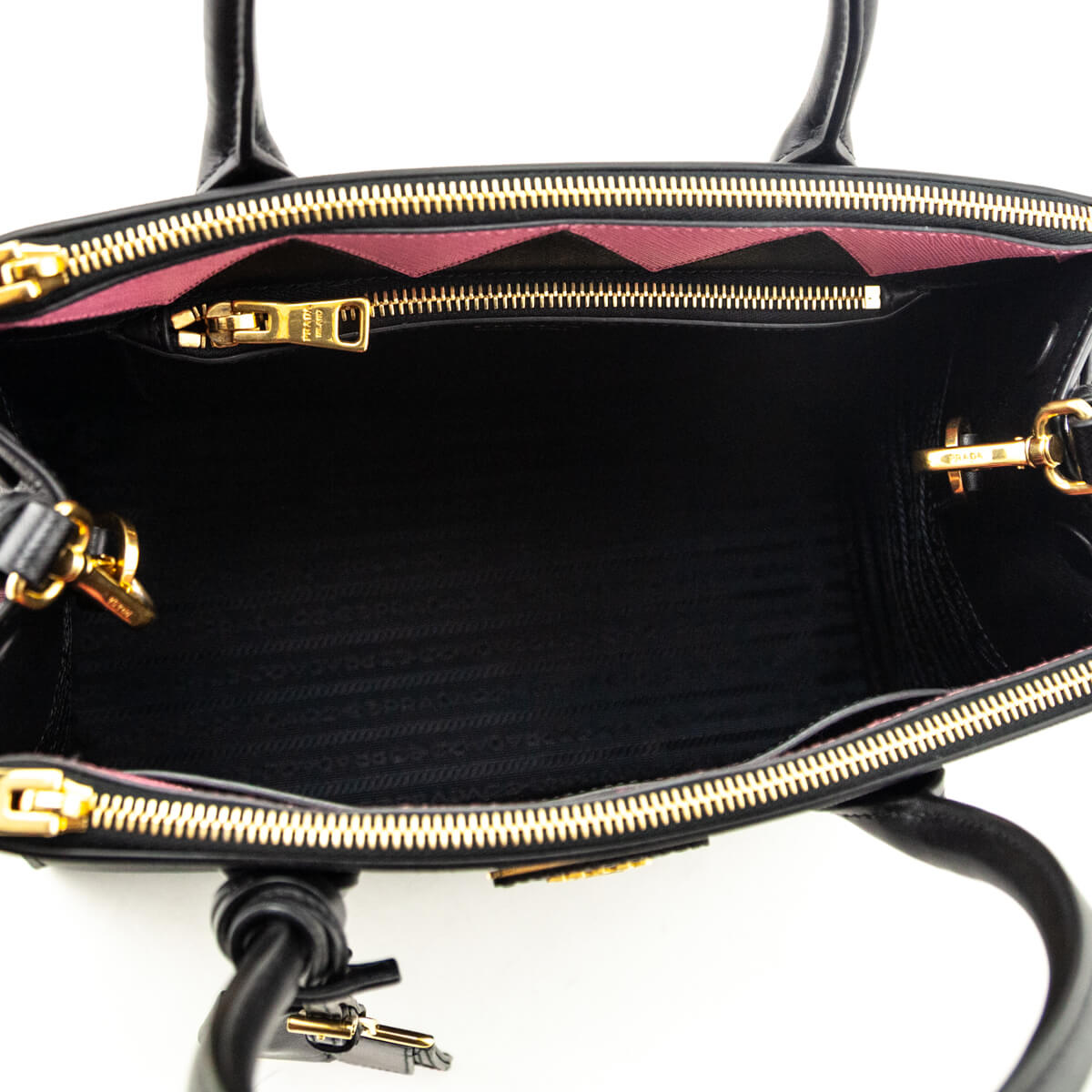 Prada Black & Begonia Saffiano & City Calfskin Greche Paradigme Bag - Love that Bag etc - Preowned Authentic Designer Handbags & Preloved Fashions