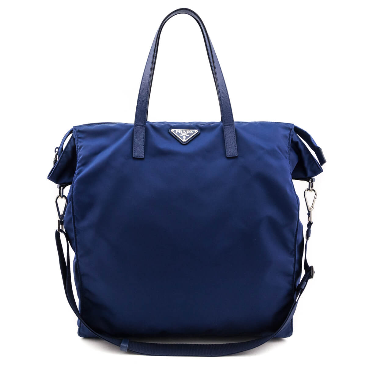 Prada Blue Tessuto Saffiano Trim Tote Bag - Love that Bag etc - Preowned Authentic Designer Handbags & Preloved Fashions