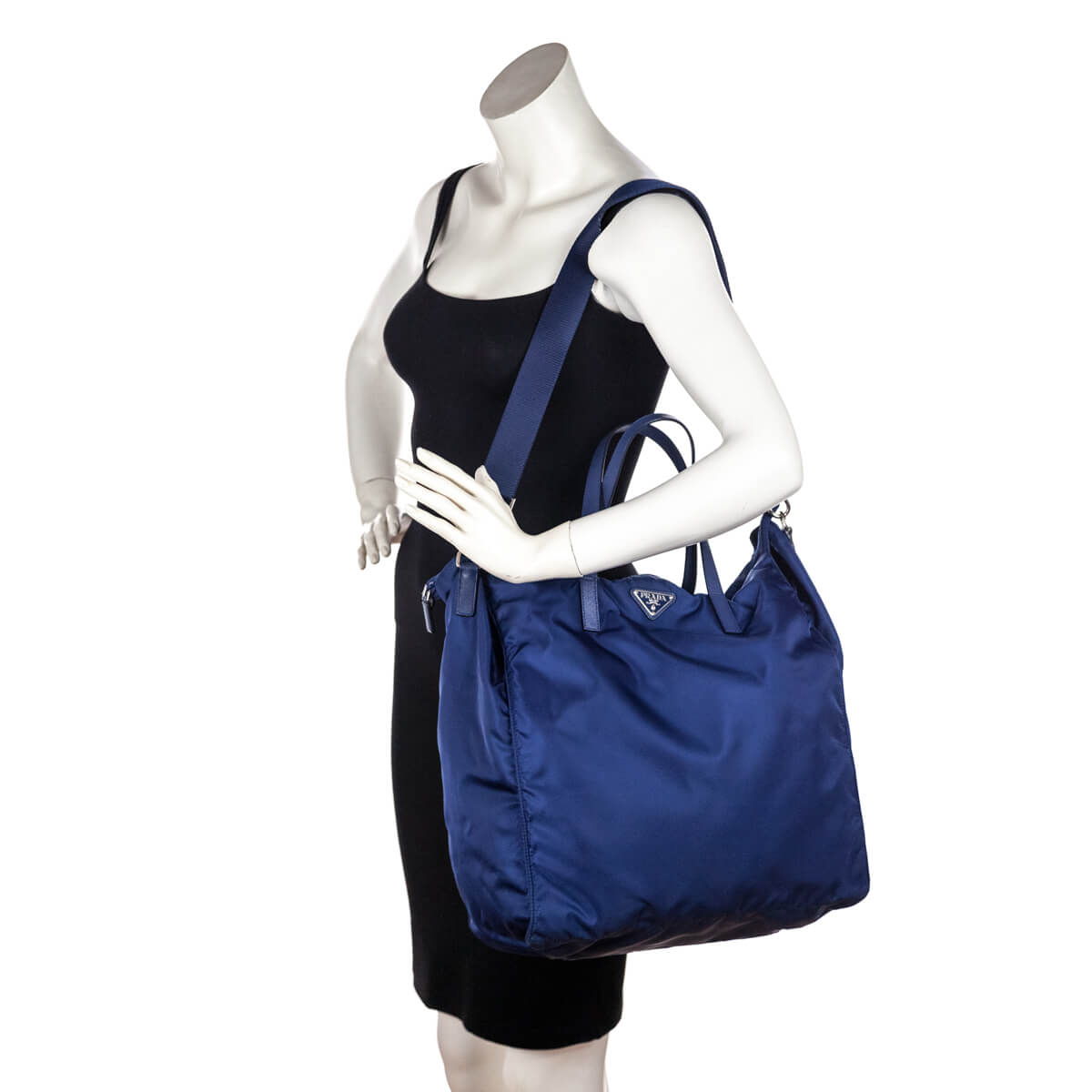 Prada Blue Tessuto Saffiano Trim Tote Bag - Love that Bag etc - Preowned Authentic Designer Handbags & Preloved Fashions