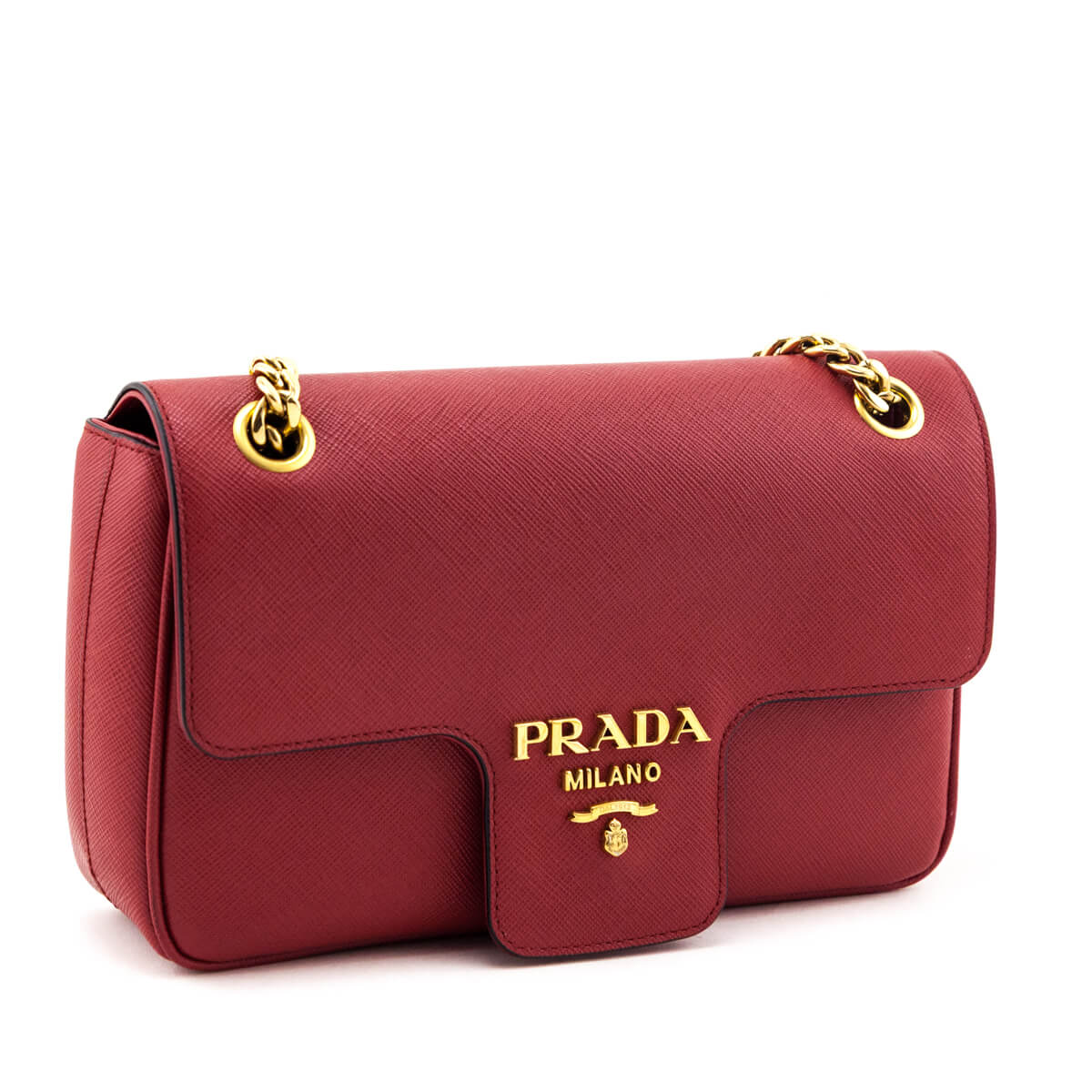 Prada Fuoco Saffiano Flap Shoulder Bag - Love that Bag etc - Preowned Authentic Designer Handbags & Preloved Fashions