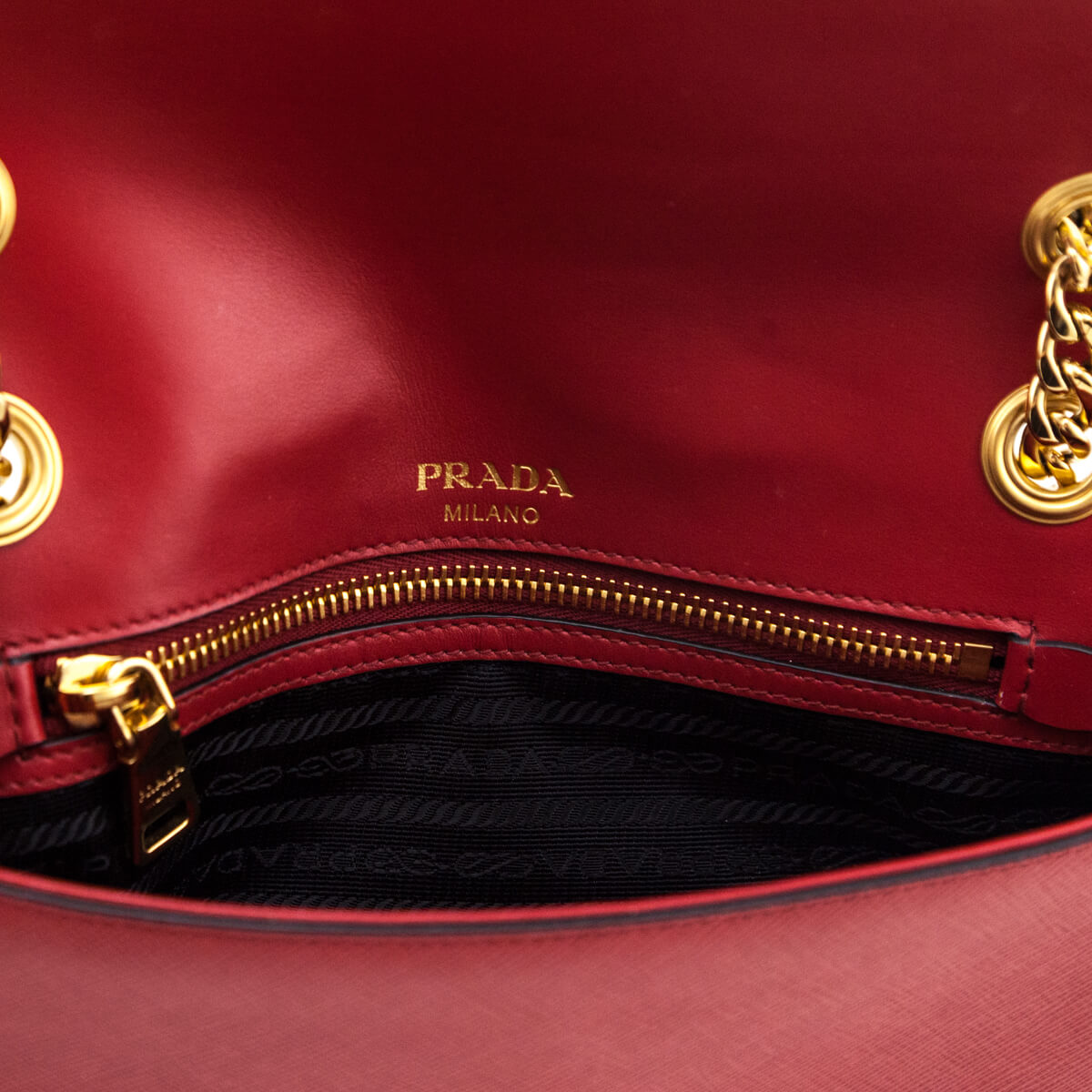 Prada Fuoco Saffiano Flap Shoulder Bag - Love that Bag etc - Preowned Authentic Designer Handbags & Preloved Fashions
