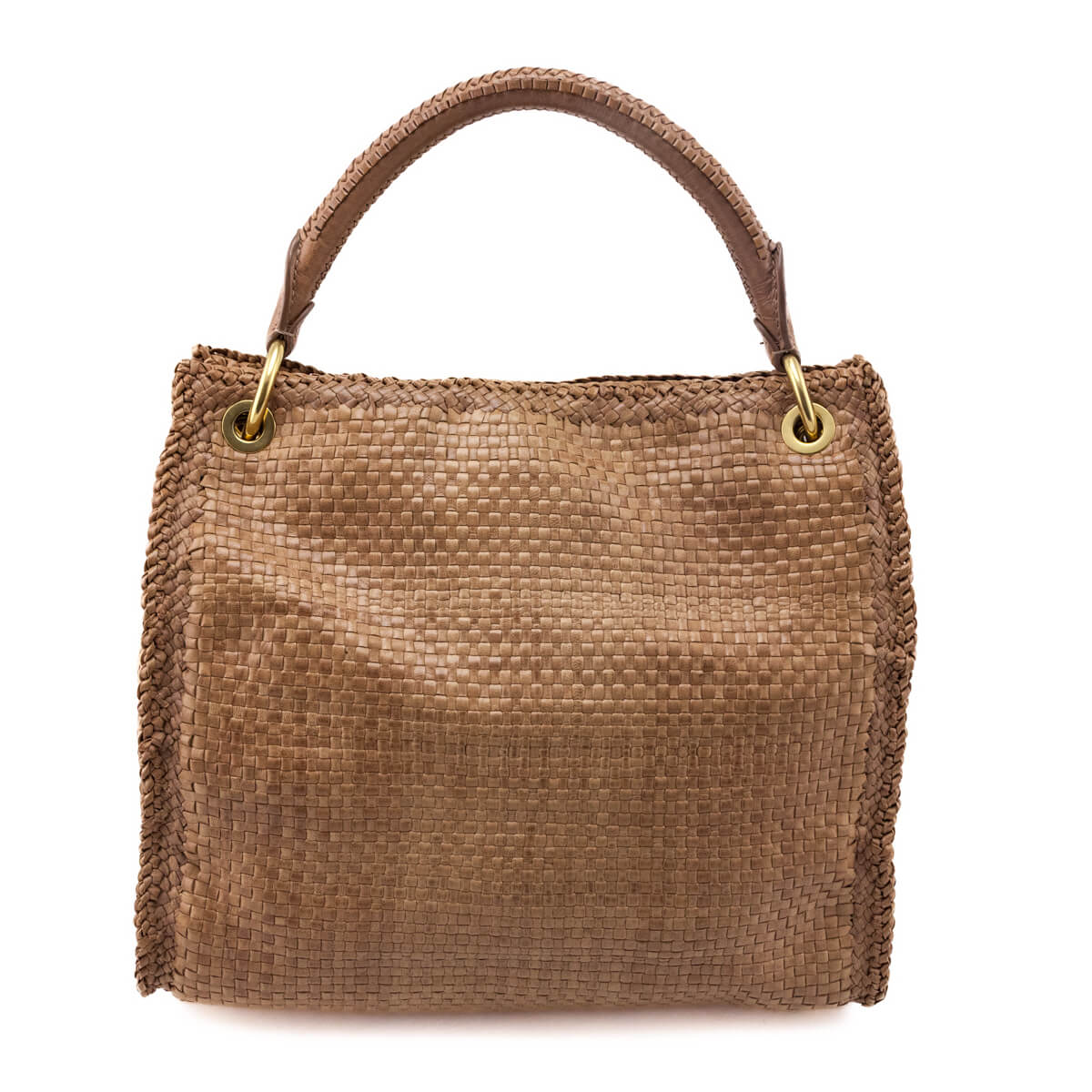 Prada Natural Woven Madras Leather Top Handle Bag - Love that Bag etc - Preowned Authentic Designer Handbags & Preloved Fashions
