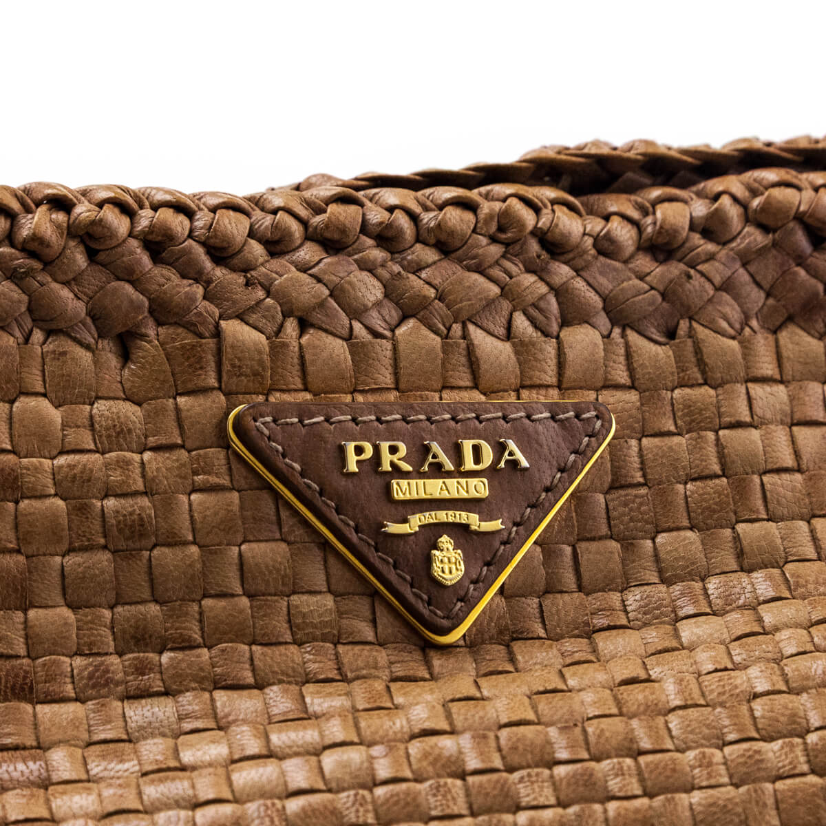 Prada Natural Woven Madras Leather Top Handle Bag - Love that Bag etc - Preowned Authentic Designer Handbags & Preloved Fashions