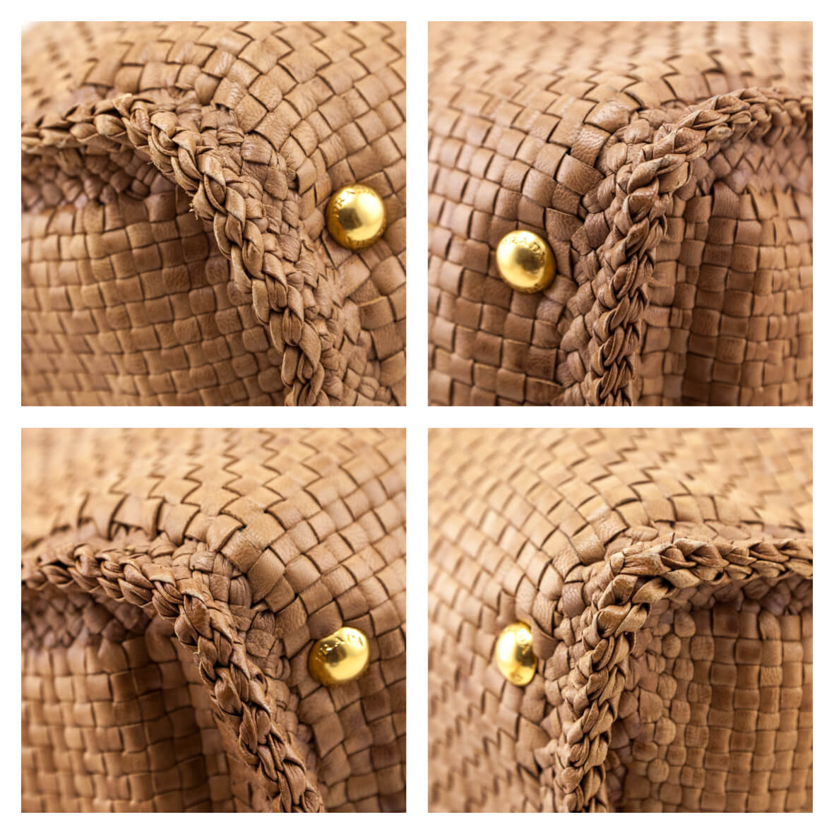 Prada Natural Woven Madras Leather Top Handle Bag - Love that Bag etc - Preowned Authentic Designer Handbags & Preloved Fashions