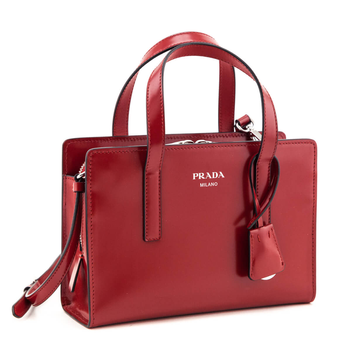 Prada Scarlet Brushed Calfskin Mini Re-Edition 1995 Tote Bag - Love that Bag etc - Preowned Authentic Designer Handbags & Preloved Fashions