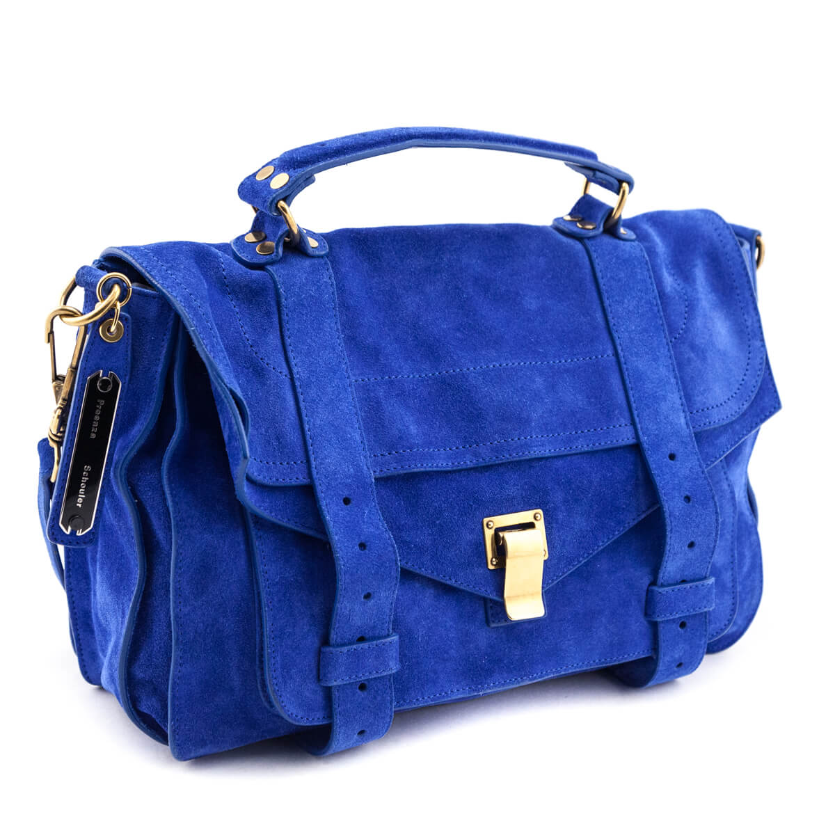 Proenza Schouler Royal Blue Suede Medium PS1 Satchel - Love that Bag etc - Preowned Authentic Designer Handbags & Preloved Fashions