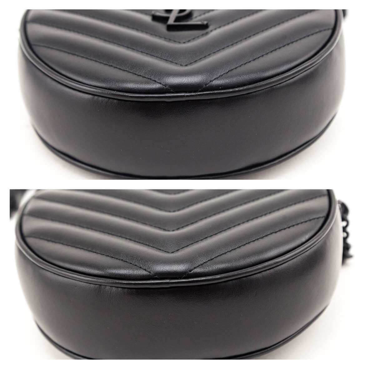 Saint Laurent Black Calfskin Matelasse Chevron Round Vinyle Camera Bag - Love that Bag etc - Preowned Authentic Designer Handbags & Preloved Fashions