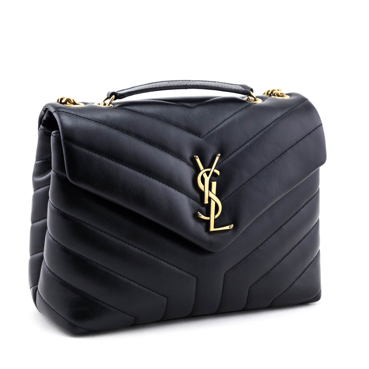 Saint Laurent Black Calfskin Y Quilted Monogram Small Loulou Chain Satchel - Love that Bag etc - Preowned Authentic Designer Handbags & Preloved Fashions