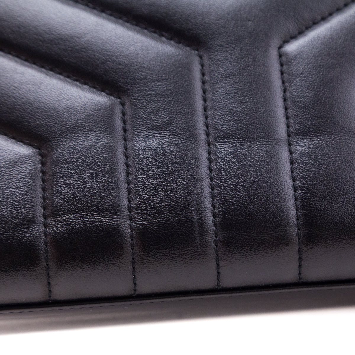 Saint Laurent Black Calfskin Y Quilted Monogram Small Loulou Chain Satchel - Love that Bag etc - Preowned Authentic Designer Handbags & Preloved Fashions