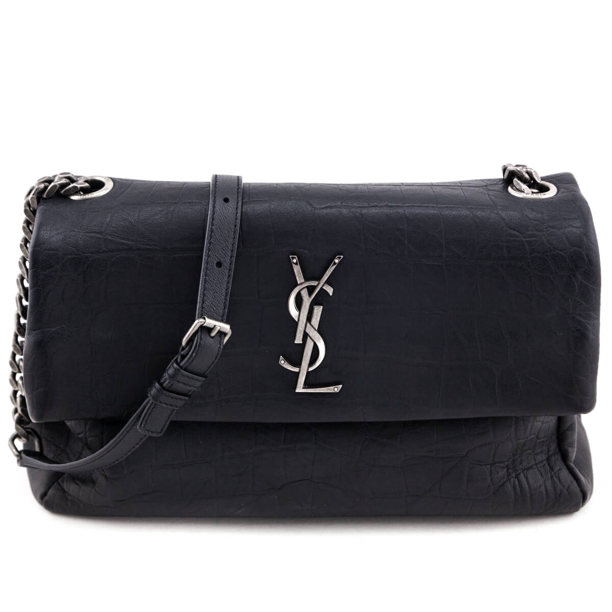 Saint Laurent Black Crocodile Embossed Medium West Hollywood Bag - Love that Bag etc - Preowned Authentic Designer Handbags & Preloved Fashions