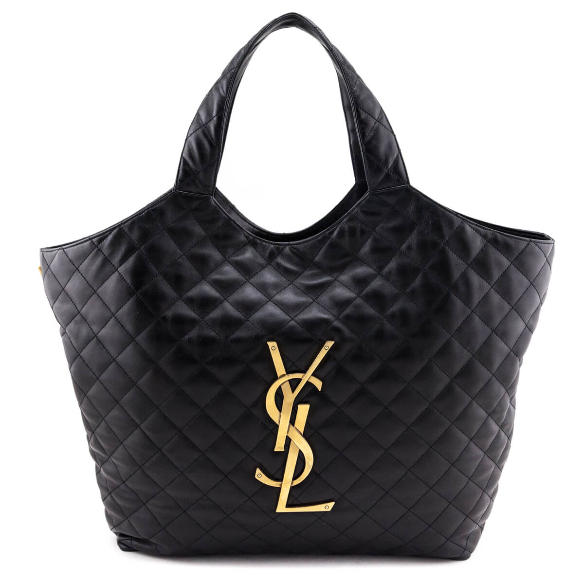 Saint Laurent Black Lambskin Quilted Maxi Icare Shopping Tote - Love that Bag etc - Preowned Authentic Designer Handbags & Preloved Fashions