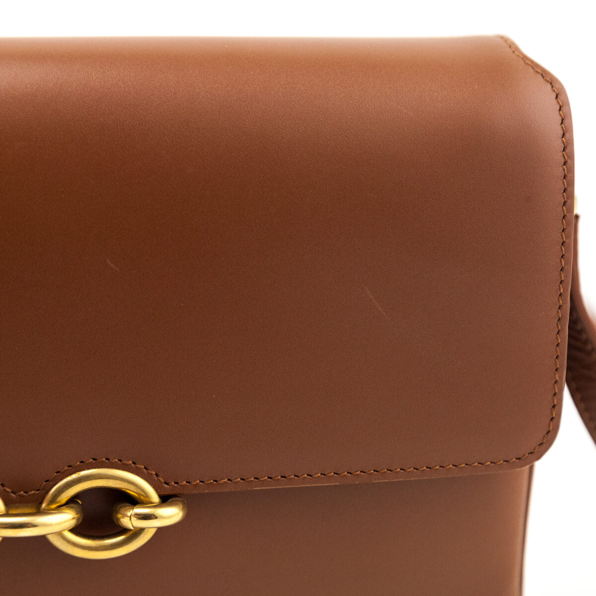 Saint Laurent Brown Smooth Calfskin Le Maillon Satchel - Love that Bag etc - Preowned Authentic Designer Handbags & Preloved Fashions