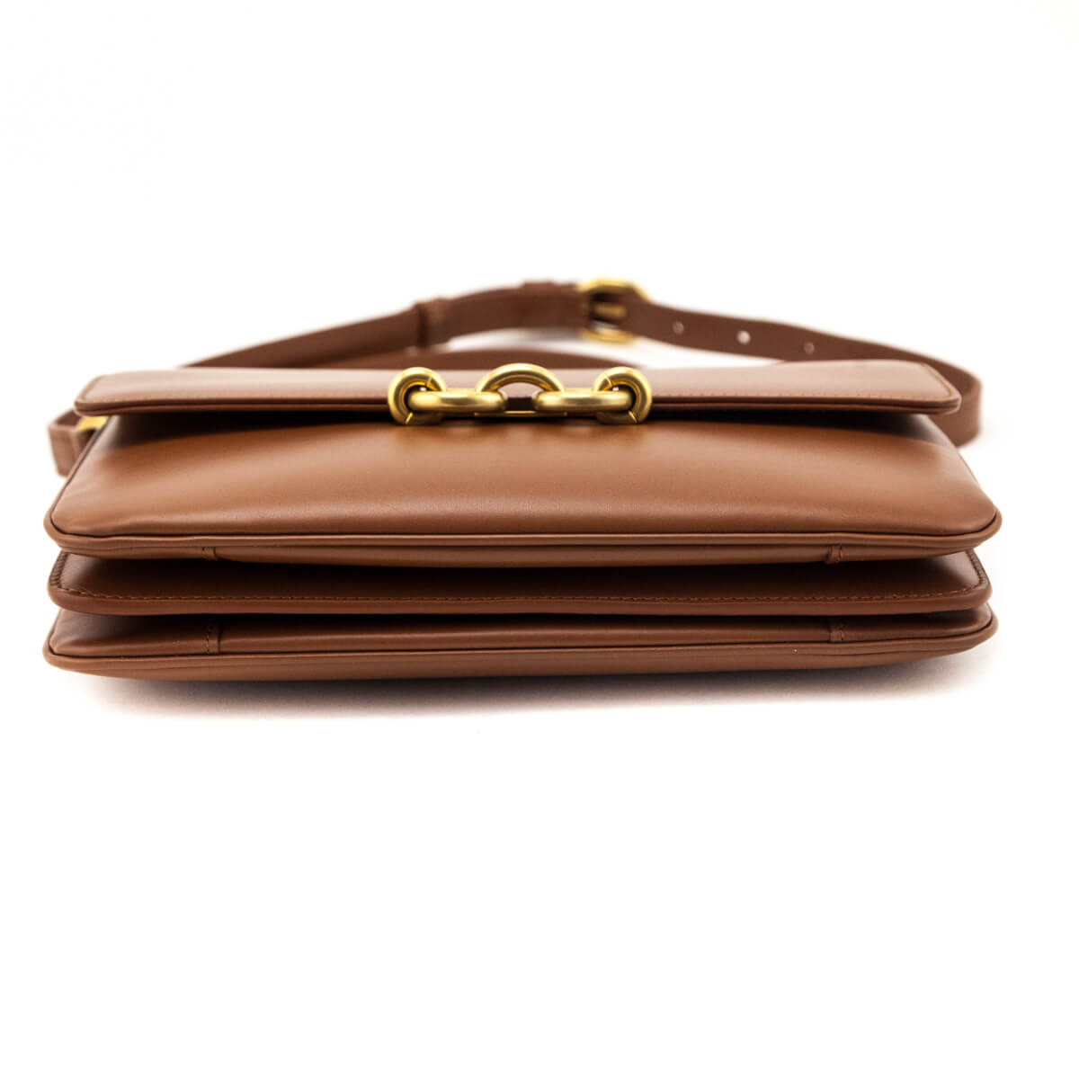 Saint Laurent Brown Smooth Calfskin Le Maillon Satchel - Love that Bag etc - Preowned Authentic Designer Handbags & Preloved Fashions