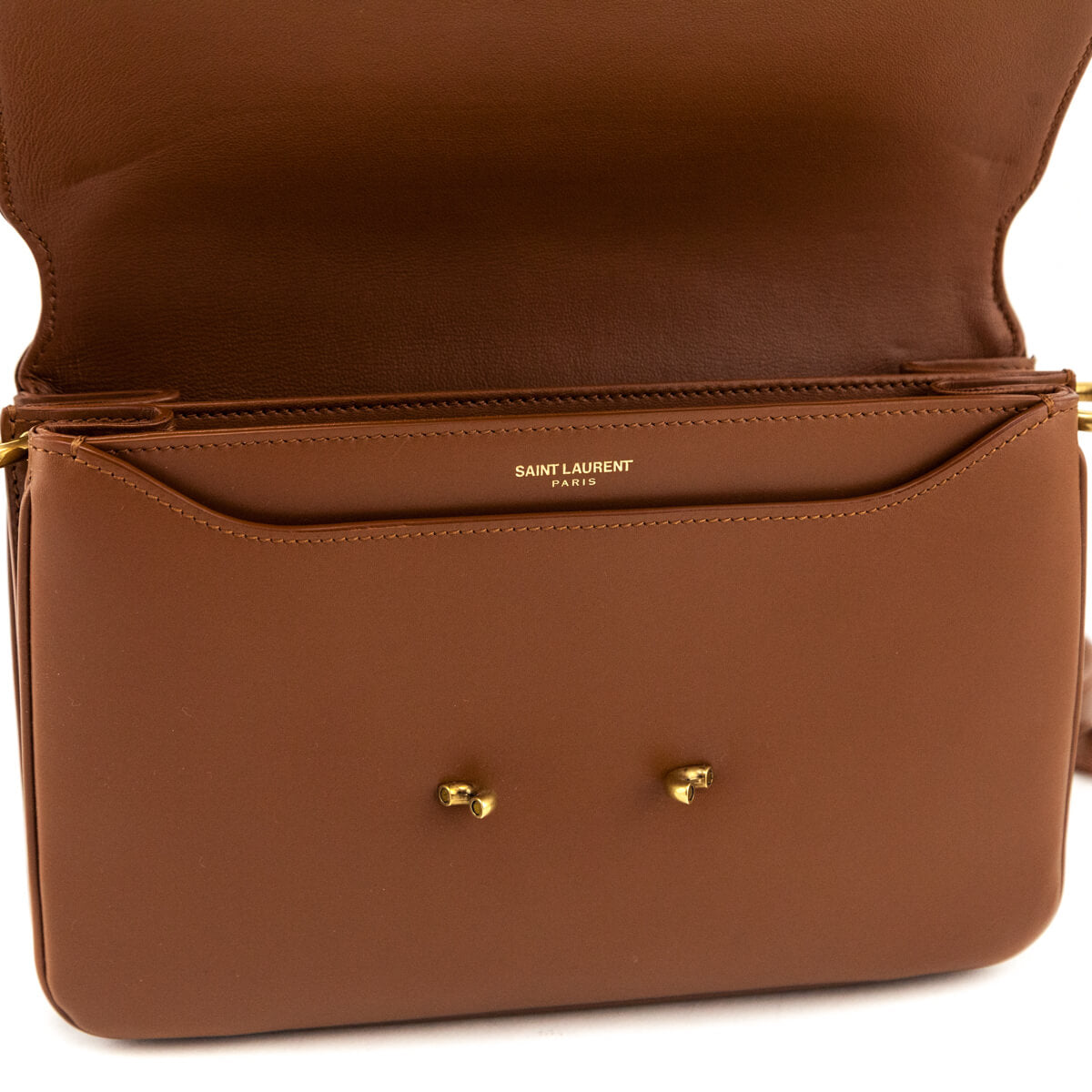 Saint Laurent Brown Smooth Calfskin Le Maillon Satchel - Love that Bag etc - Preowned Authentic Designer Handbags & Preloved Fashions