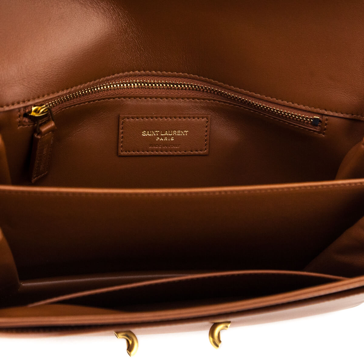 Saint Laurent Brown Smooth Calfskin Le Maillon Satchel - Love that Bag etc - Preowned Authentic Designer Handbags & Preloved Fashions