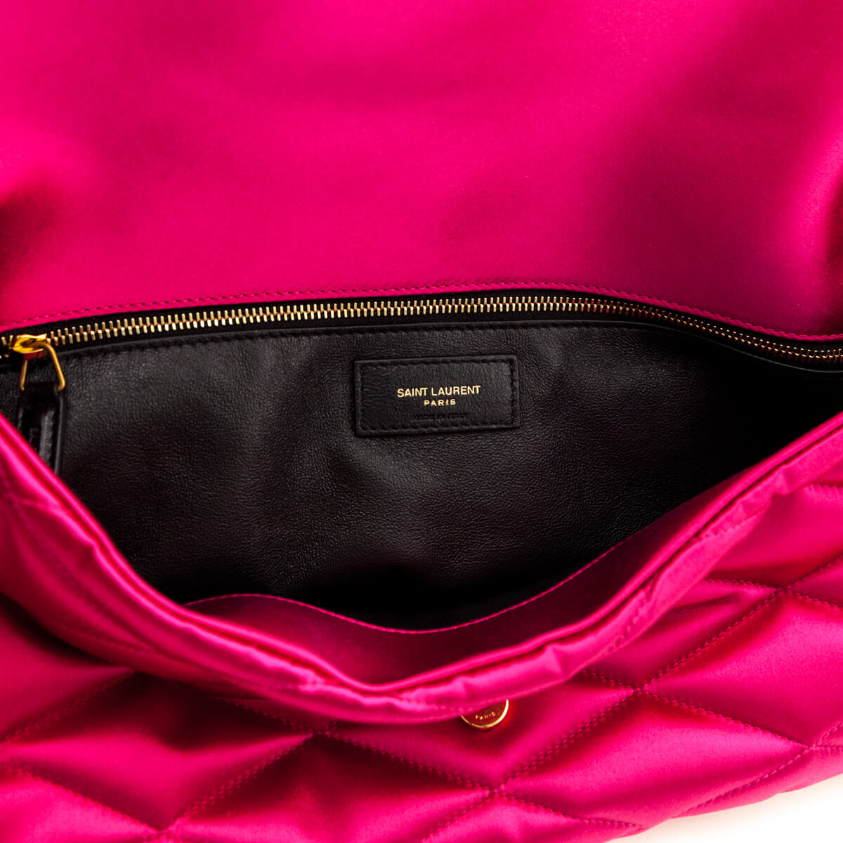 Saint Laurent Bubblegum Satin Quilted Large Sade Puffer Clutch - Love that Bag etc - Preowned Authentic Designer Handbags & Preloved Fashions