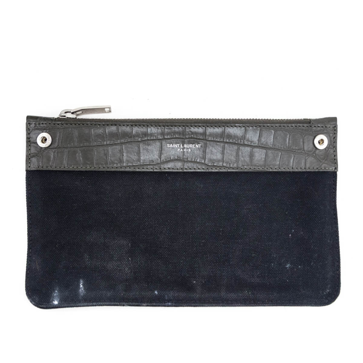Saint Laurent Dark Green Calfskin Crocodile Embossed Small Sac de Jour - Love that Bag etc - Preowned Authentic Designer Handbags & Preloved Fashions