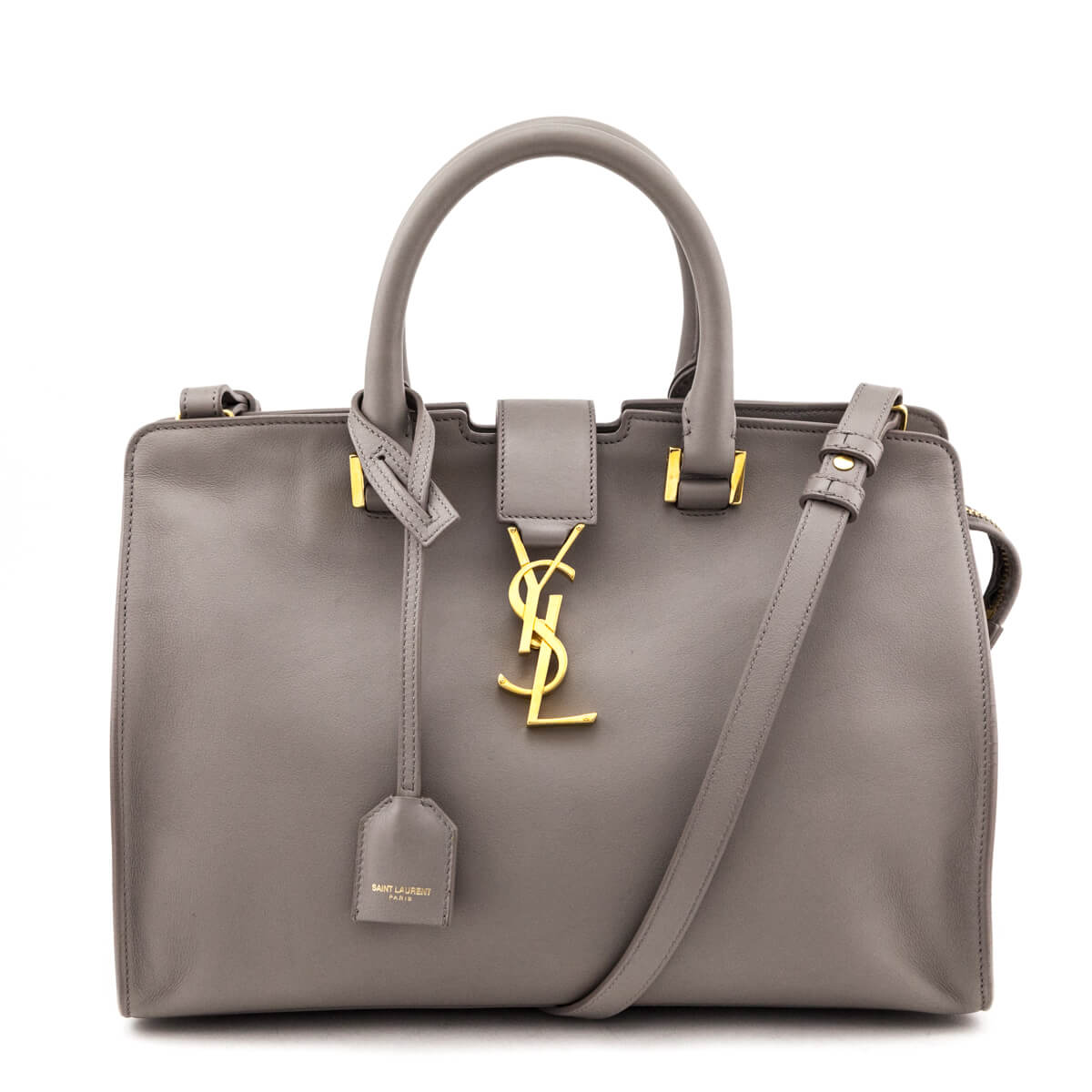 Saint Laurent Gray Calfskin Small Monogram Cabas Bag - Love that Bag etc - Preowned Authentic Designer Handbags & Preloved Fashions