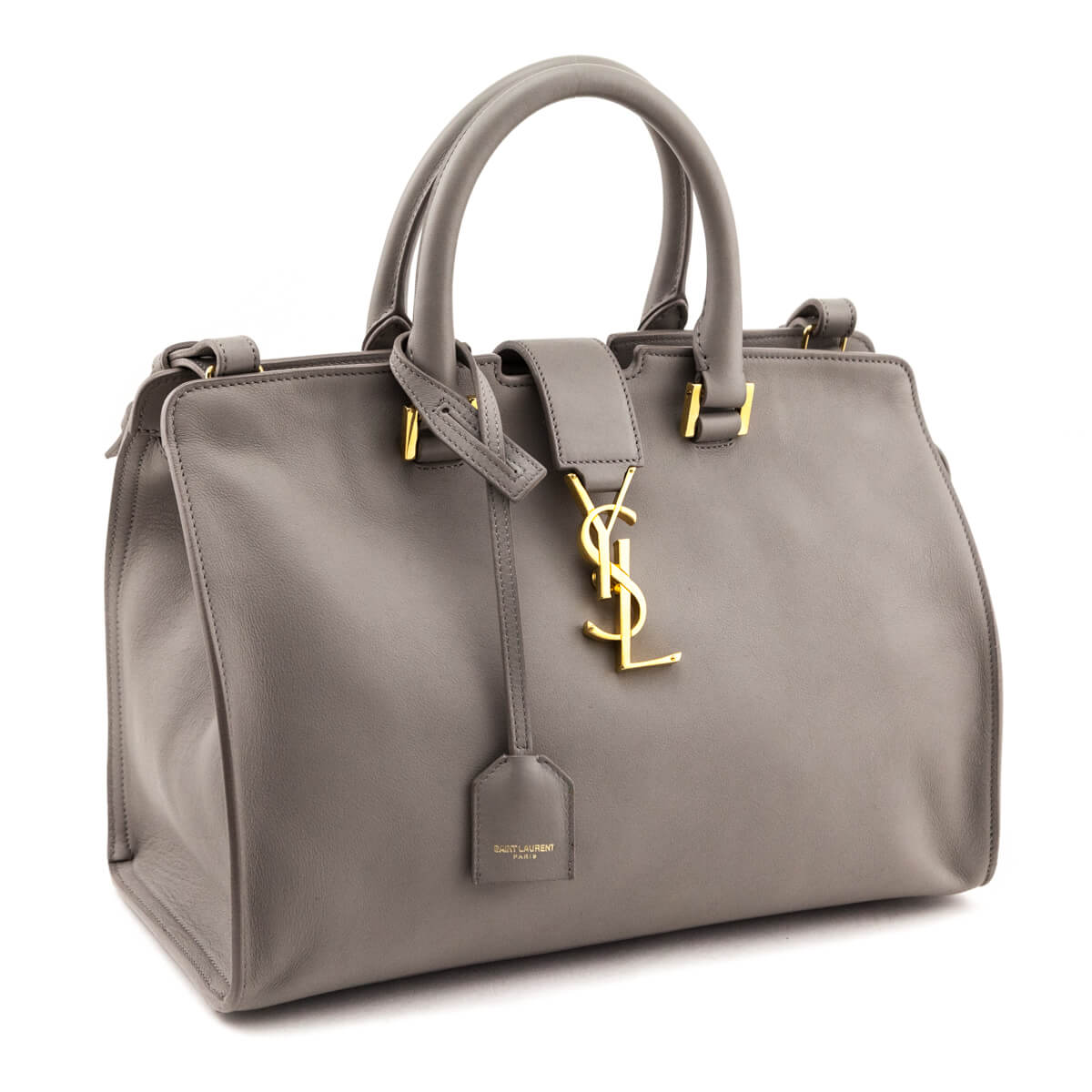 Saint Laurent Gray Calfskin Small Monogram Cabas Bag - Love that Bag etc - Preowned Authentic Designer Handbags & Preloved Fashions
