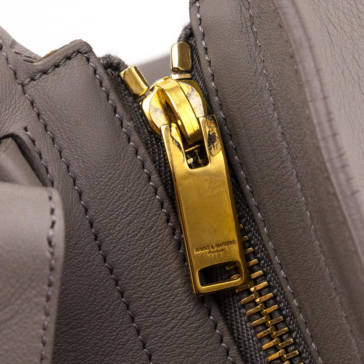 Saint Laurent Gray Calfskin Small Monogram Cabas Bag - Love that Bag etc - Preowned Authentic Designer Handbags & Preloved Fashions