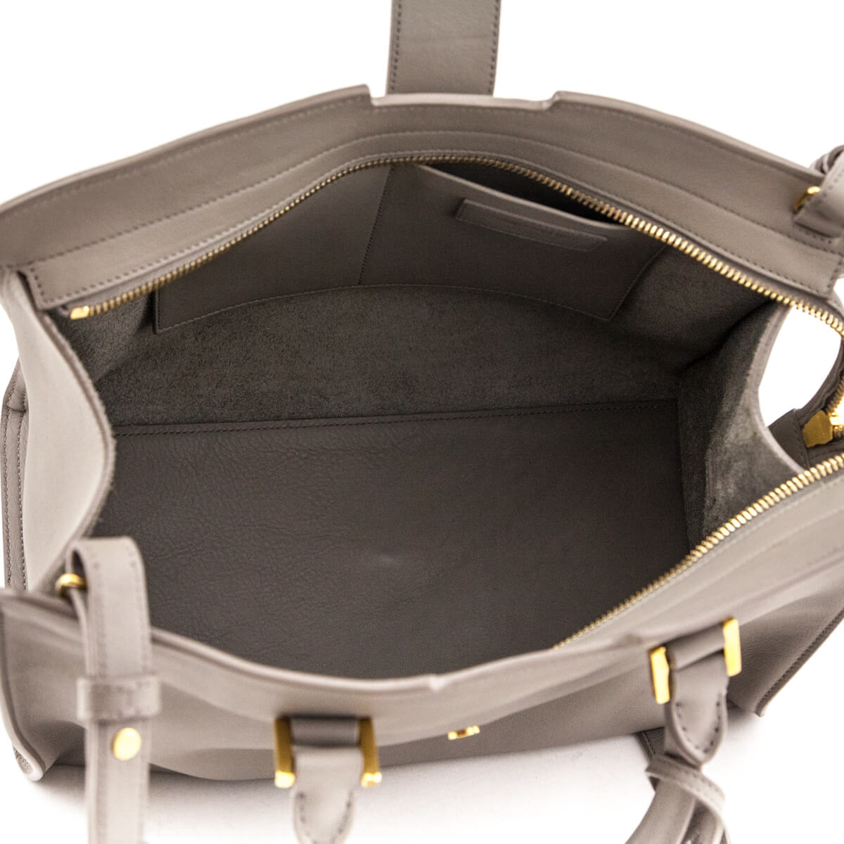 Saint Laurent Gray Calfskin Small Monogram Cabas Bag - Love that Bag etc - Preowned Authentic Designer Handbags & Preloved Fashions
