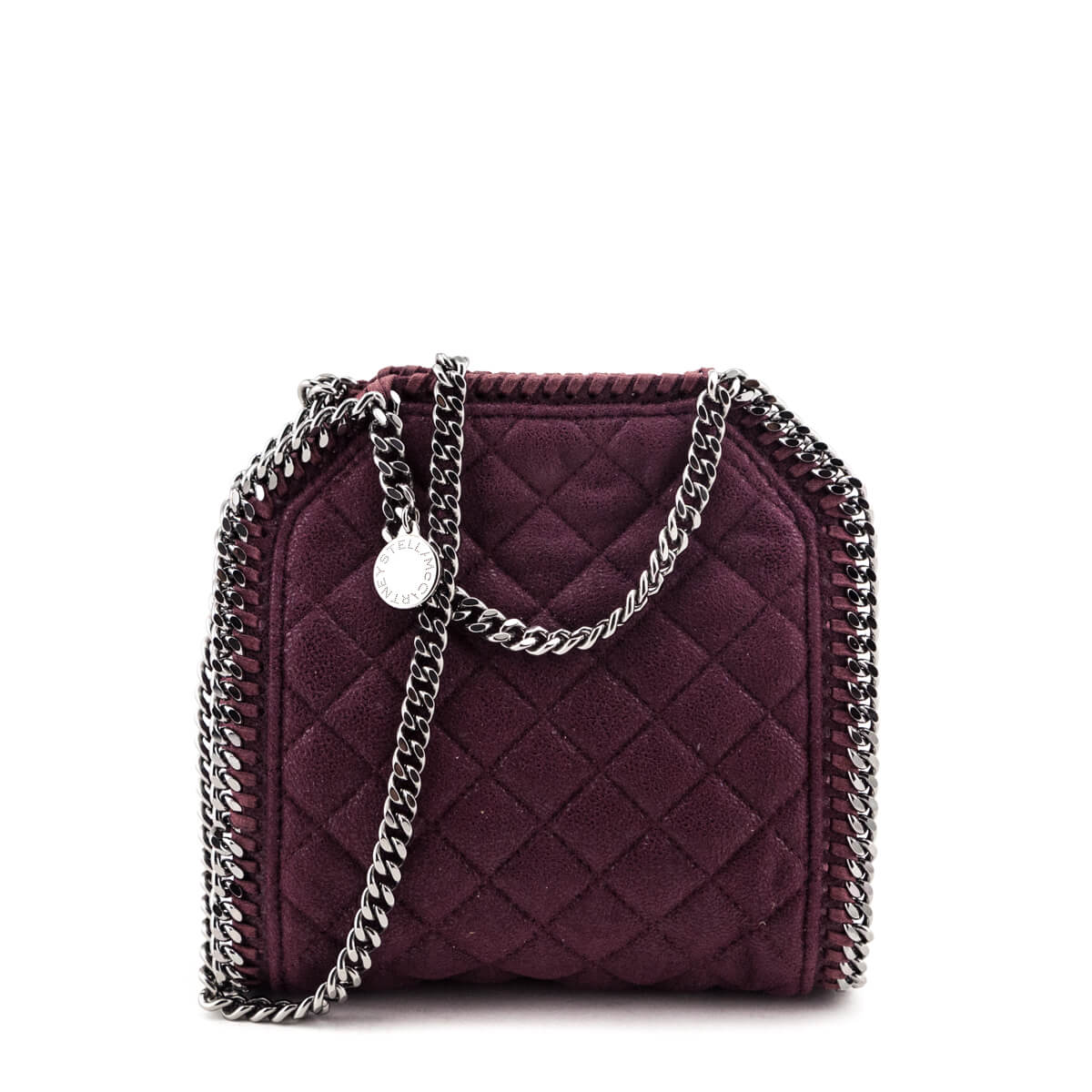 Stella McCartney Burgundy Quilted Shaggy Deer Tiny Falabella Crossbody Love that Bag etc Preowned Designer Fashions