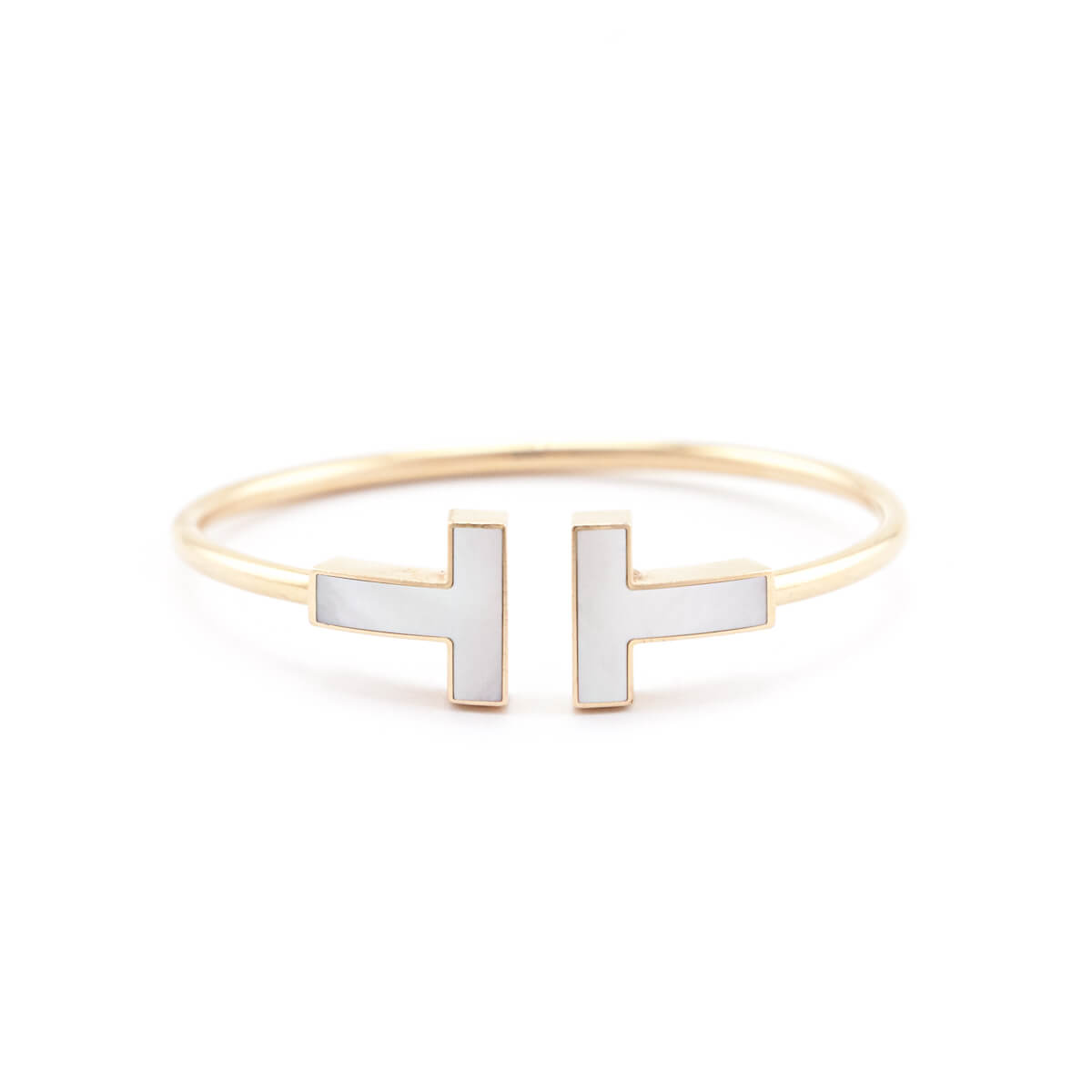 Tiffany 18K Gold Mother of Pearl Wide T Wire Bracelet