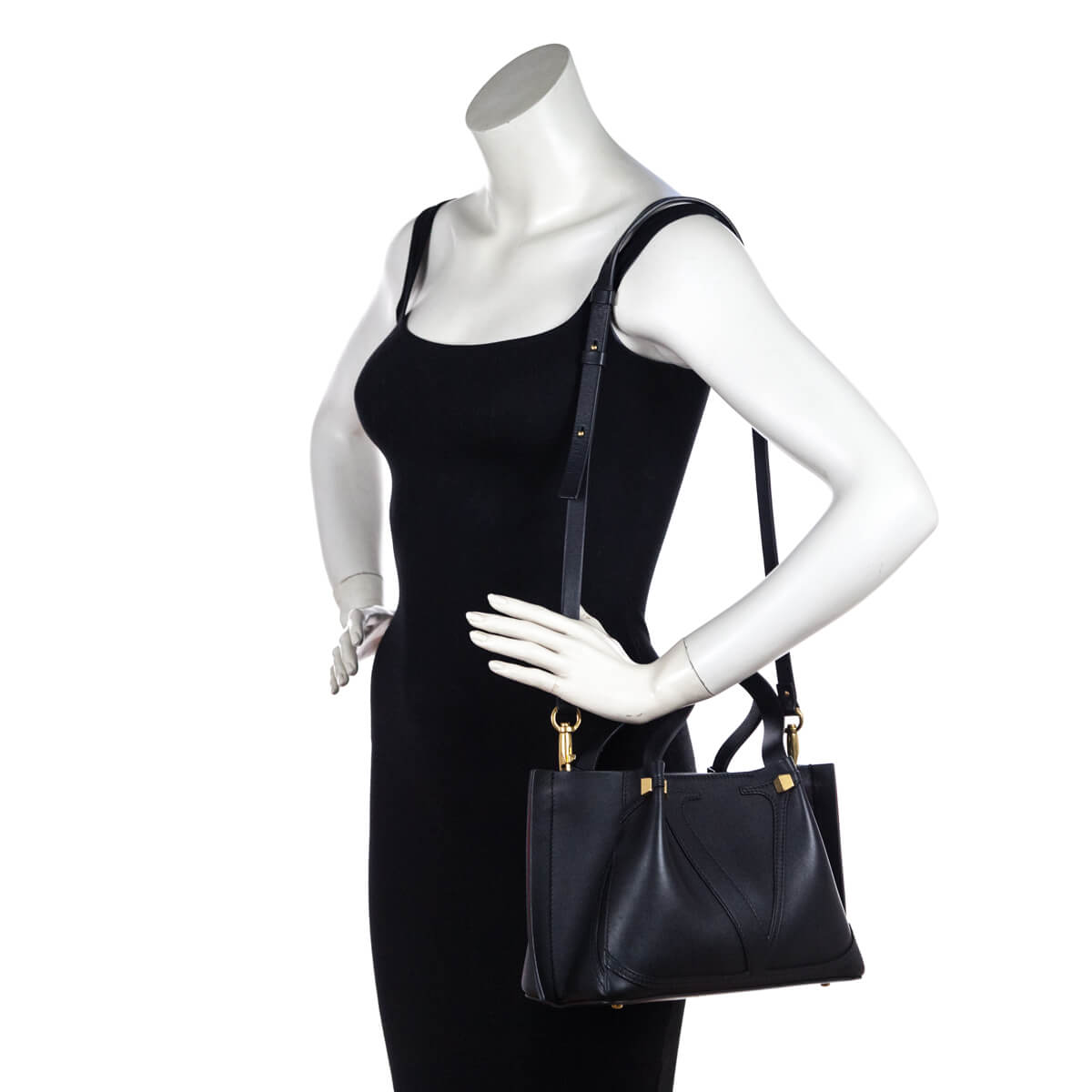 Valentino Black Calfskin VLogo Escape Tote - Love that Bag etc - Preowned Authentic Designer Handbags & Preloved Fashions