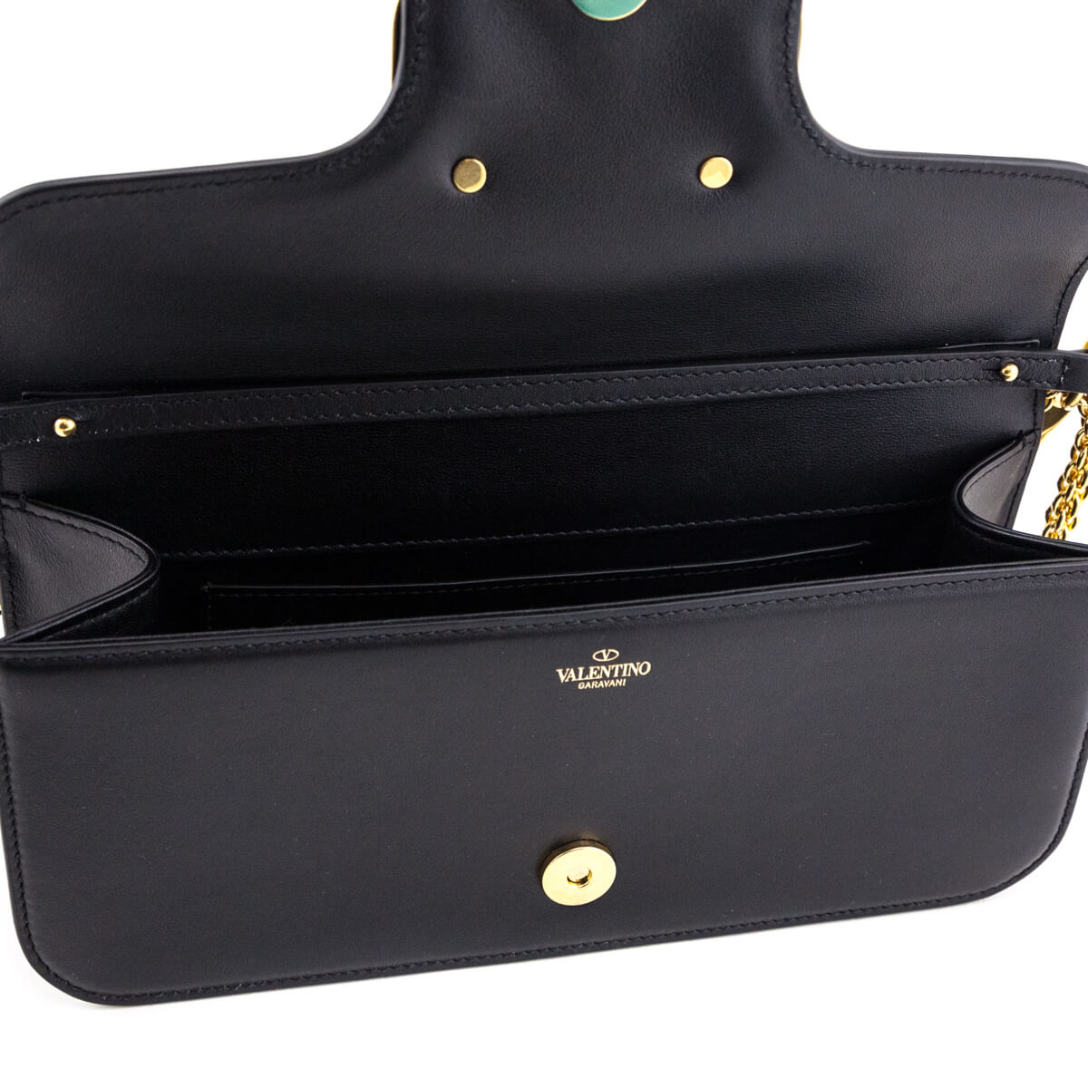 Valentino Black Calfskin Vlogo Loco Shoulder Bag - Love that Bag etc - Preowned Authentic Designer Handbags & Preloved Fashions