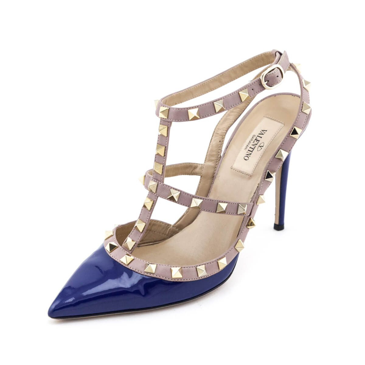 Valentino Blue Patent Rockstud Pumps Consign Designer Shoes