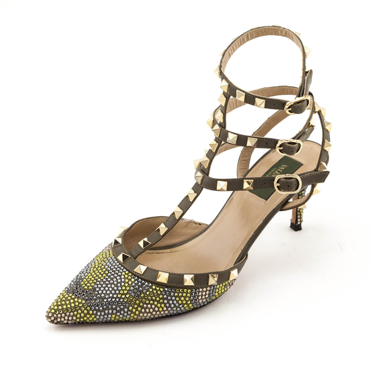 Valentino Green Camo Crystal Rockstud Pumps Consign Valentino