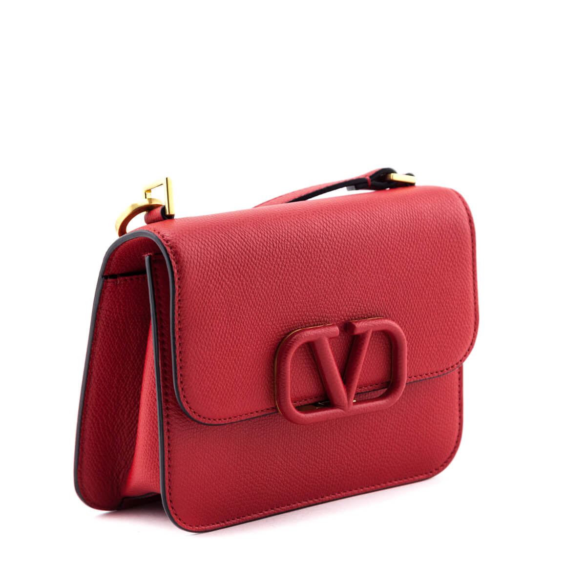 Valentino Rouge Pur Cerise Grainy Calfskin Small VSling Crossbody Bag - Love that Bag etc - Preowned Authentic Designer Handbags & Preloved Fashions