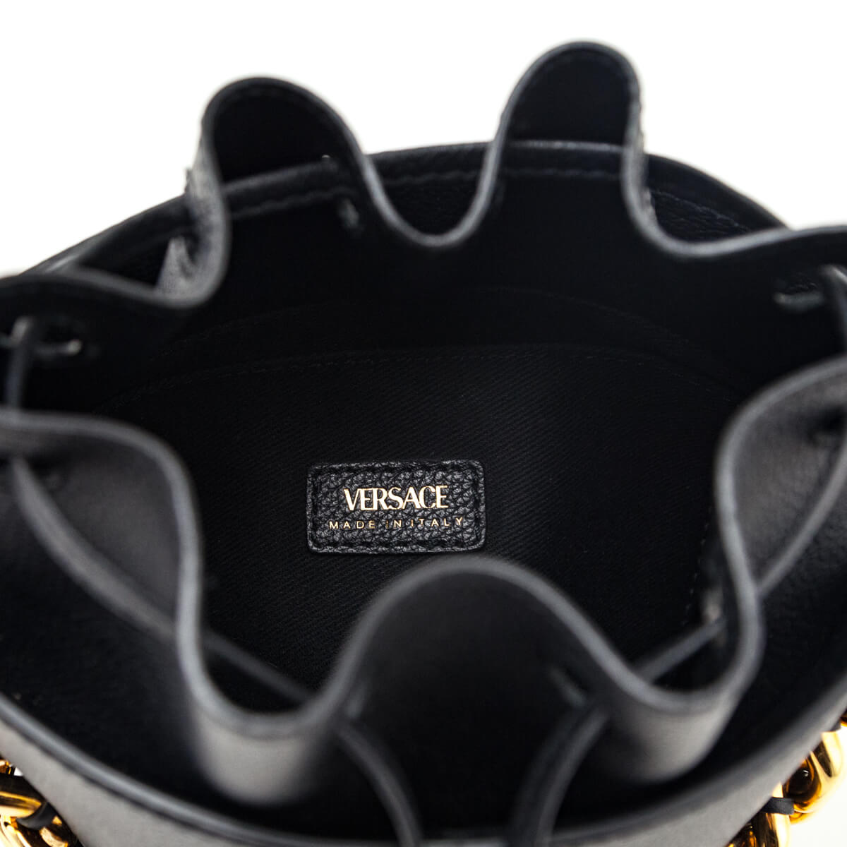 Versace Black Calfskin La Medusa Chain Bucket Bag - Love that Bag etc - Preowned Authentic Designer Handbags & Preloved Fashions