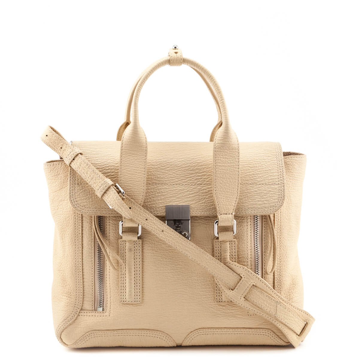 3.1 Phillip Lim Beige Textured Calfskin Medium Pashli Satchel 3.1 Phillip Lim Beige Textured Calfskin Medium Pashli Satchel